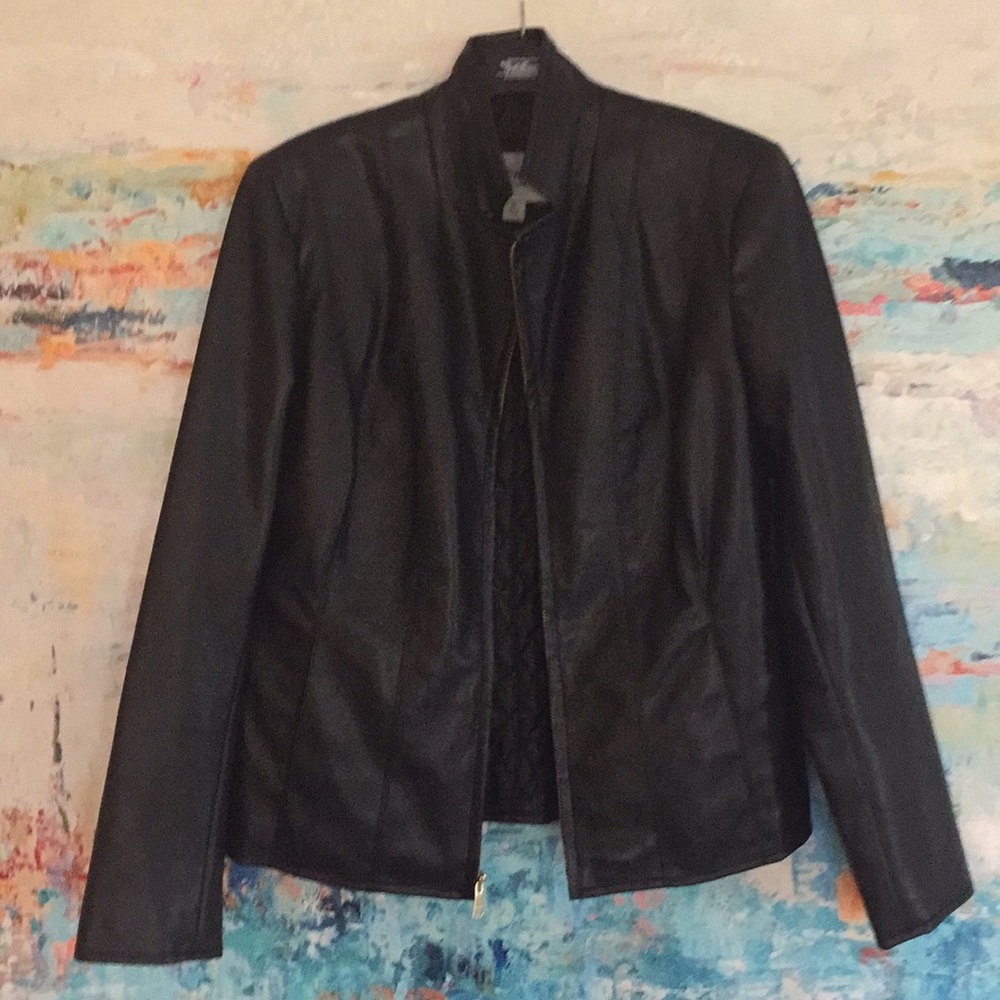 NEW Cole Haan Faux Leather Jacket Vegan Pockets M
